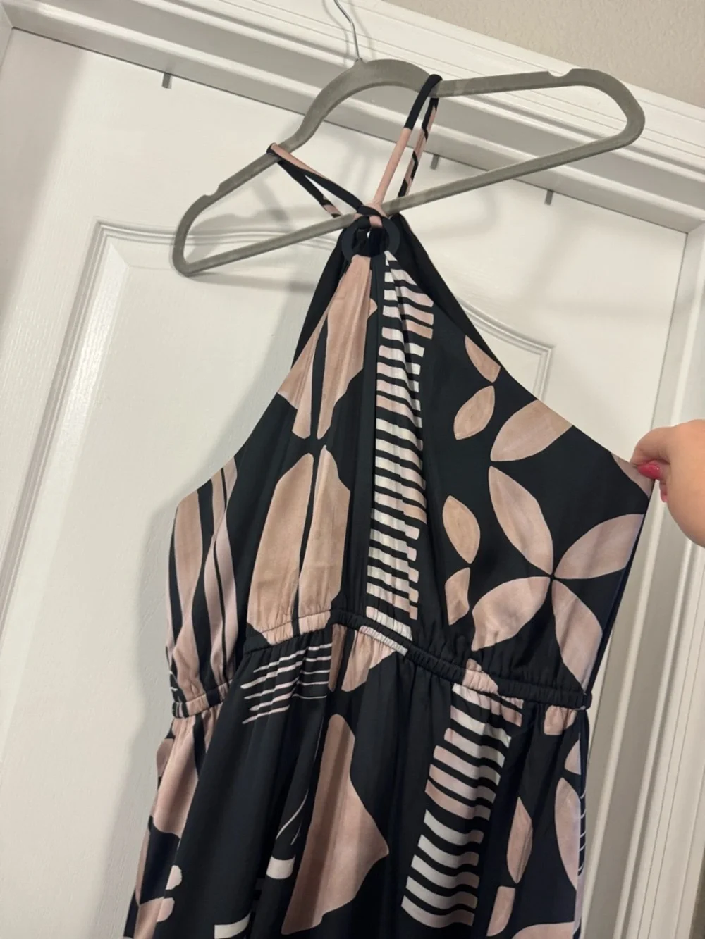 Express Black and Blush Halter Maxi Dress - Picture 3 of 16